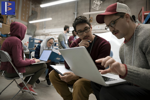 Participants are working in a hackathon organized by Fabelcon